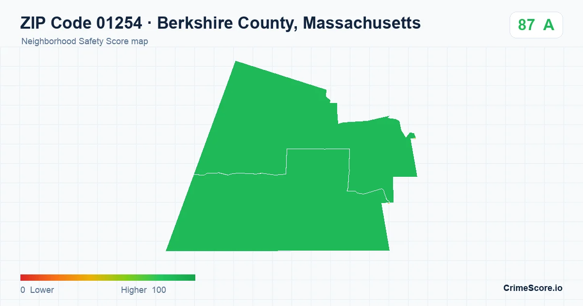 ZIP Code 01254 in Berkshire County, Massachusetts neighborhood Safety Score map