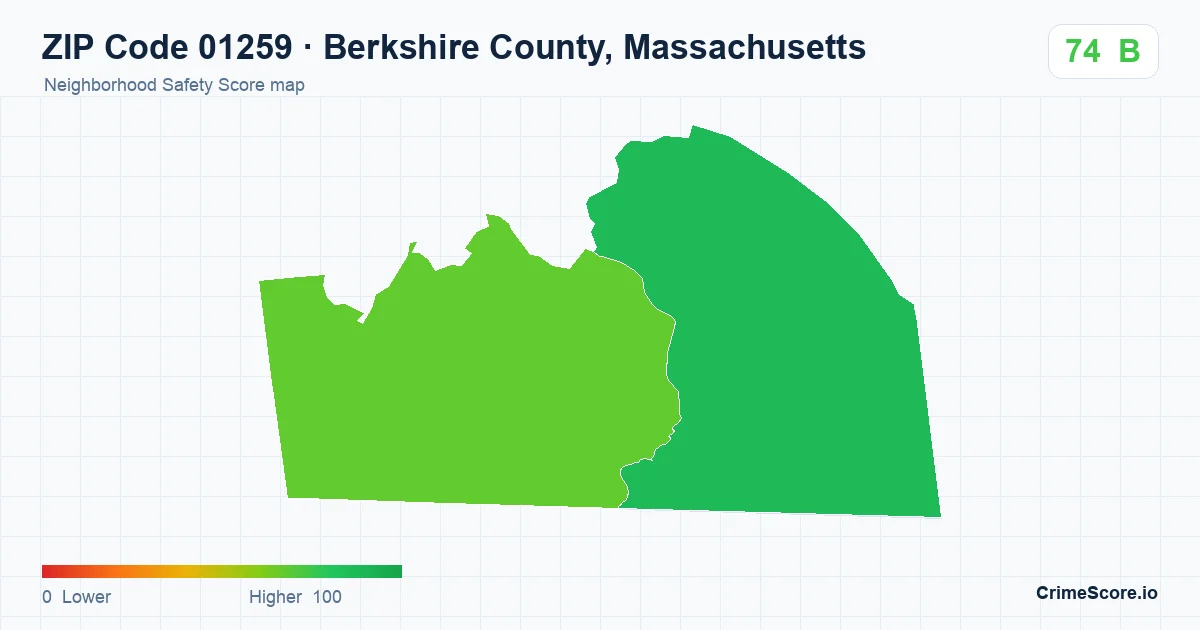 ZIP Code 01259 in Berkshire County, Massachusetts neighborhood Safety Score map