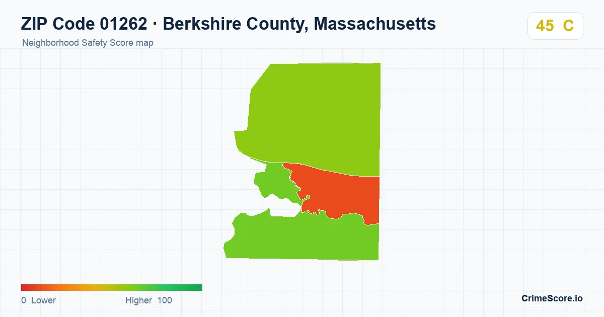 ZIP Code 01262 in Berkshire County, Massachusetts neighborhood Safety Score map