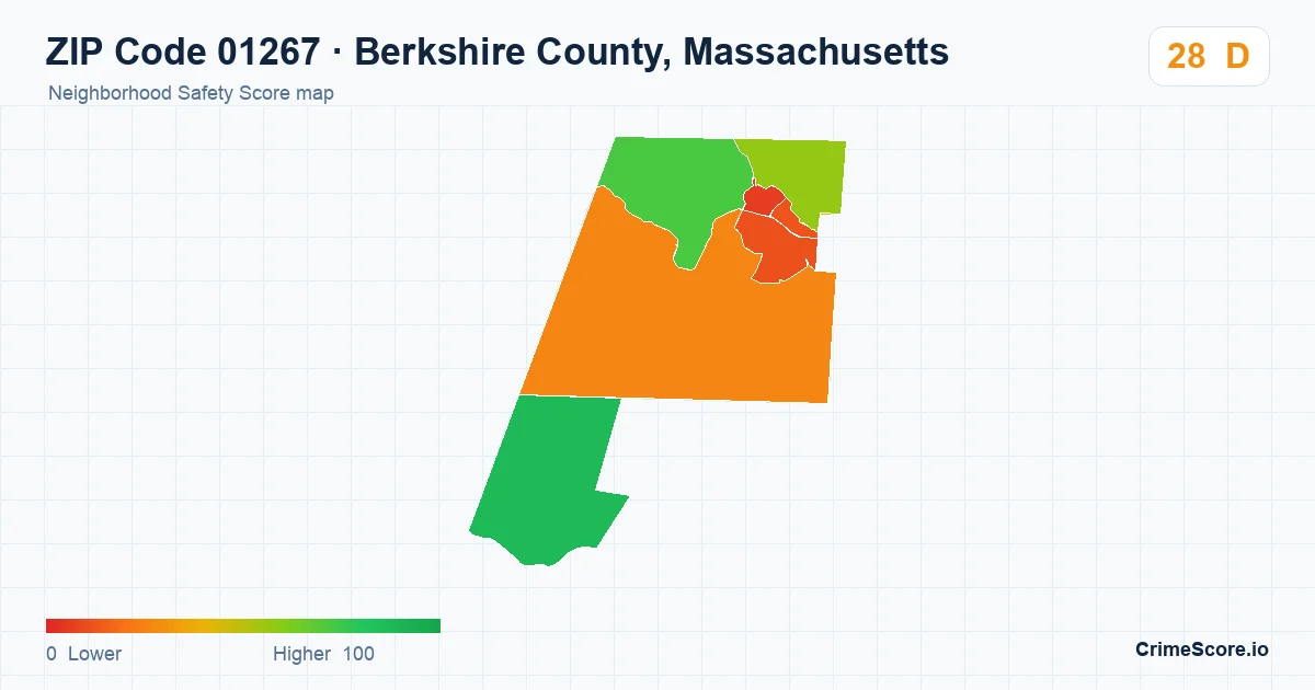 ZIP Code 01267 in Berkshire County, Massachusetts neighborhood Safety Score map