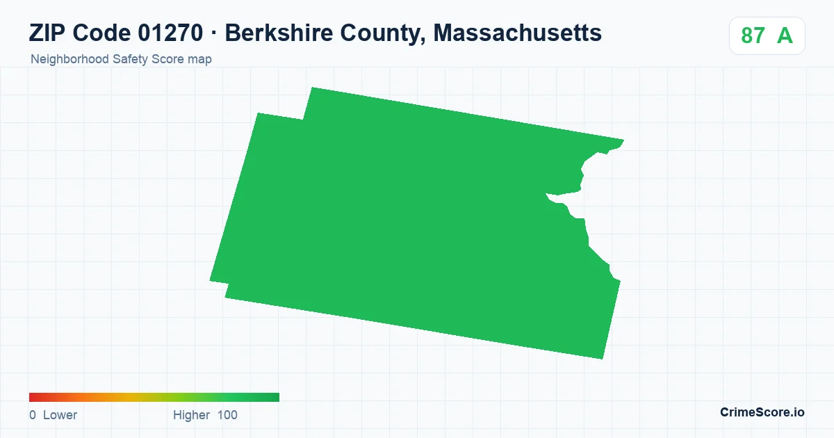 ZIP Code 01270 in Berkshire County, Massachusetts neighborhood Safety Score map