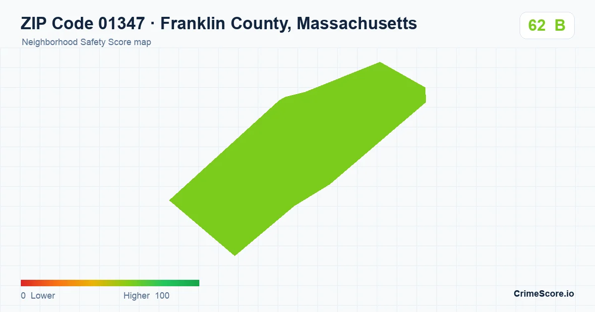 ZIP Code 01347 in Franklin County, Massachusetts neighborhood Safety Score map