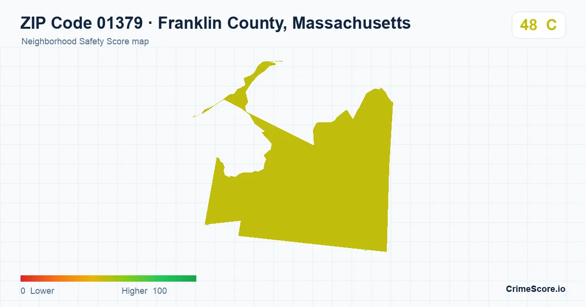 ZIP Code 01379 in Franklin County, Massachusetts neighborhood Safety Score map