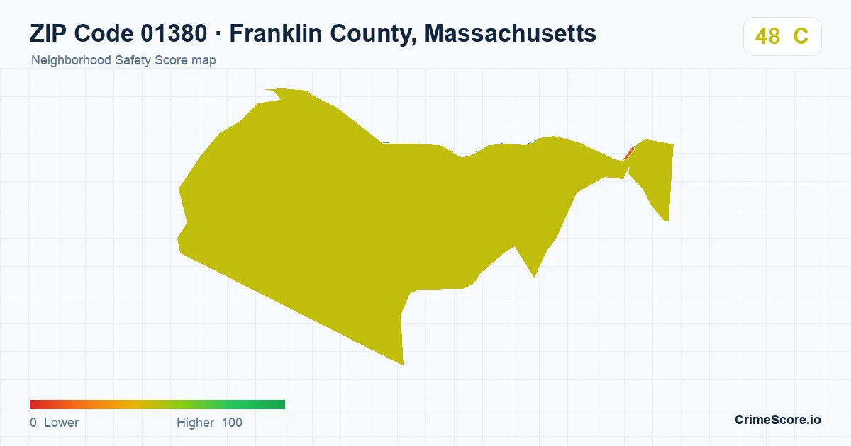 ZIP Code 01380 in Franklin County, Massachusetts neighborhood Safety Score map