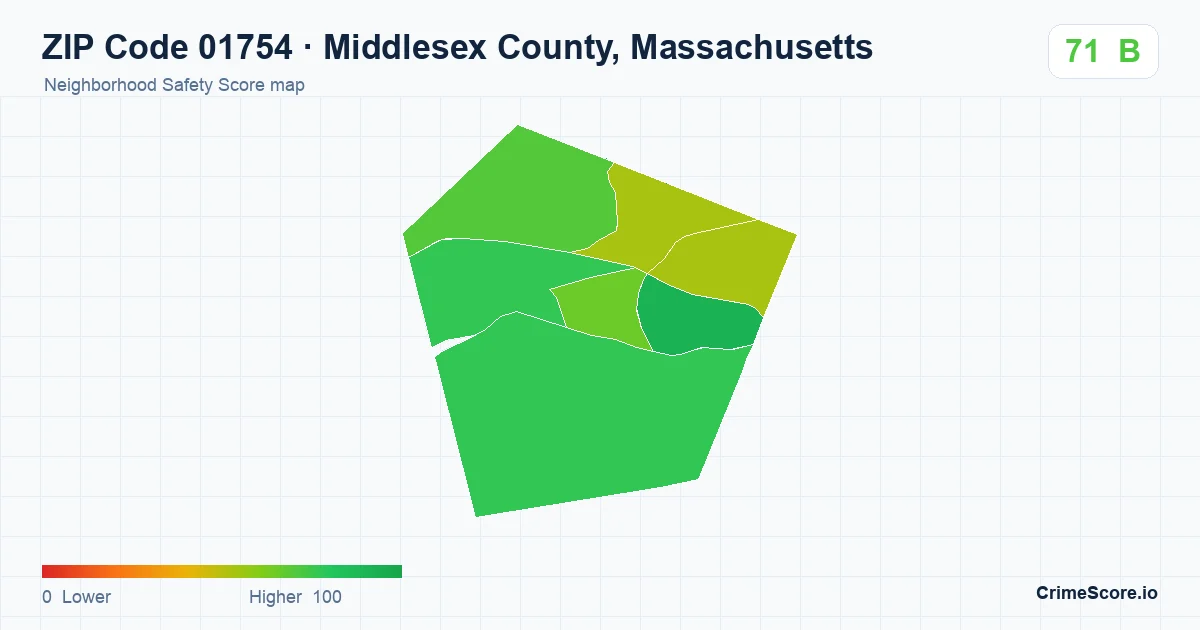 ZIP Code 01754 in Middlesex County, Massachusetts neighborhood Safety Score map