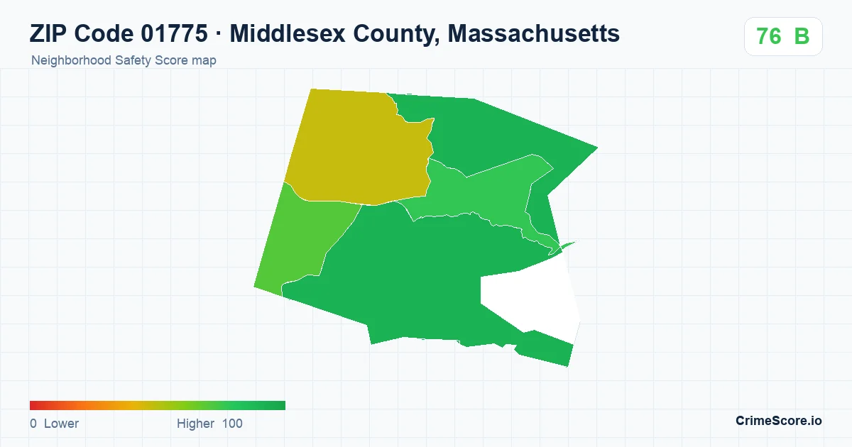 ZIP Code 01775 in Middlesex County, Massachusetts neighborhood Safety Score map