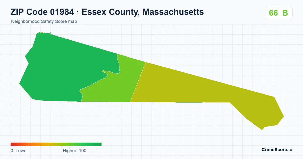 ZIP Code 01984 in Essex County, Massachusetts neighborhood Safety Score map