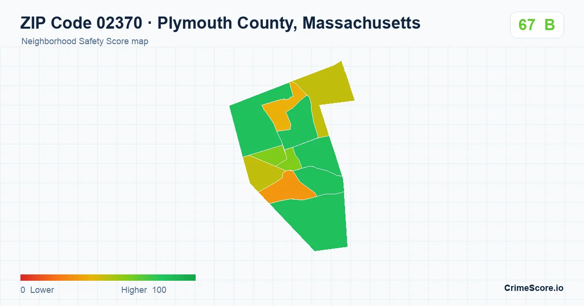ZIP Code 02370 in Plymouth County, Massachusetts neighborhood Safety Score map