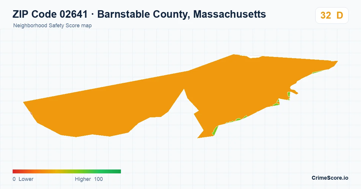 ZIP Code 02641 in Barnstable County, Massachusetts neighborhood Safety Score map