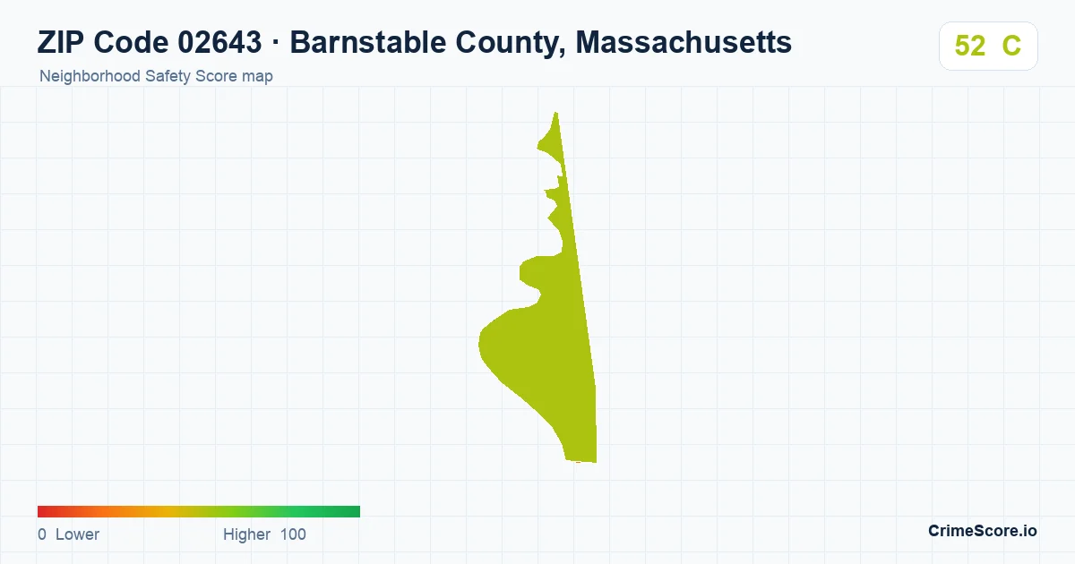 ZIP Code 02643 in Barnstable County, Massachusetts neighborhood Safety Score map