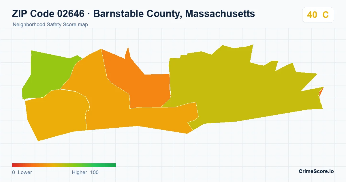 ZIP Code 02646 in Barnstable County, Massachusetts neighborhood Safety Score map