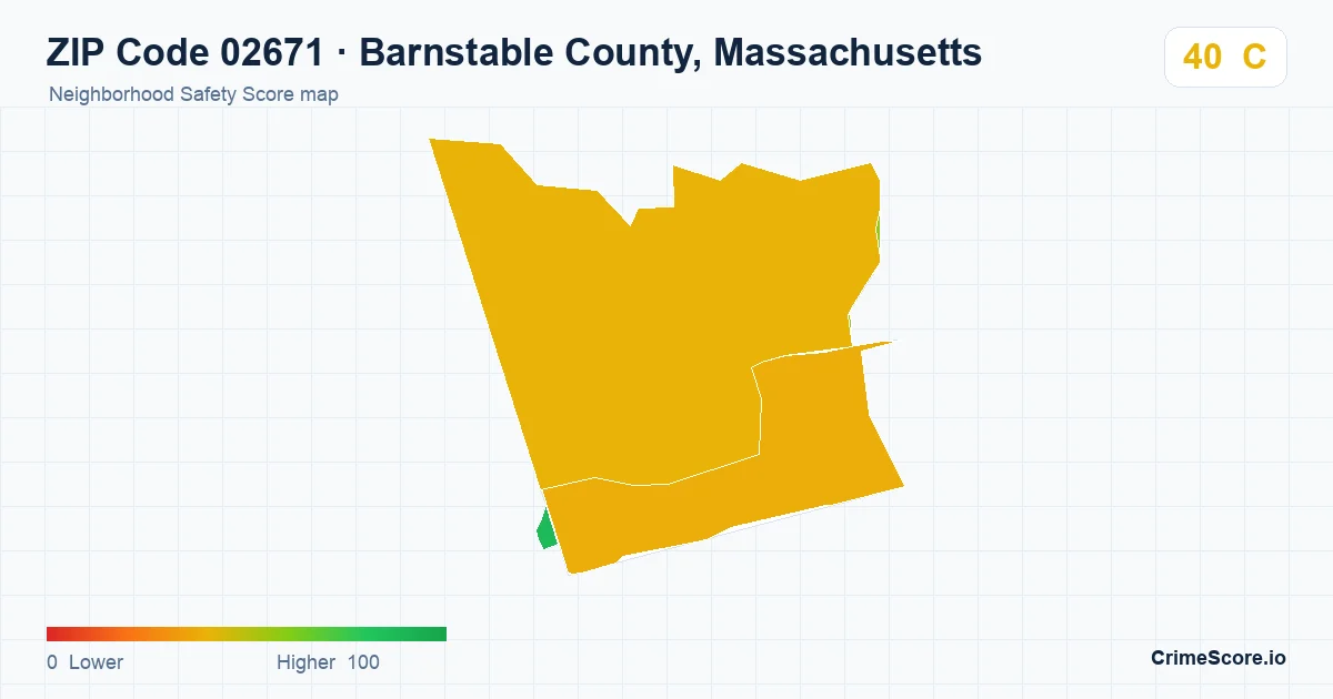ZIP Code 02671 in Barnstable County, Massachusetts neighborhood Safety Score map