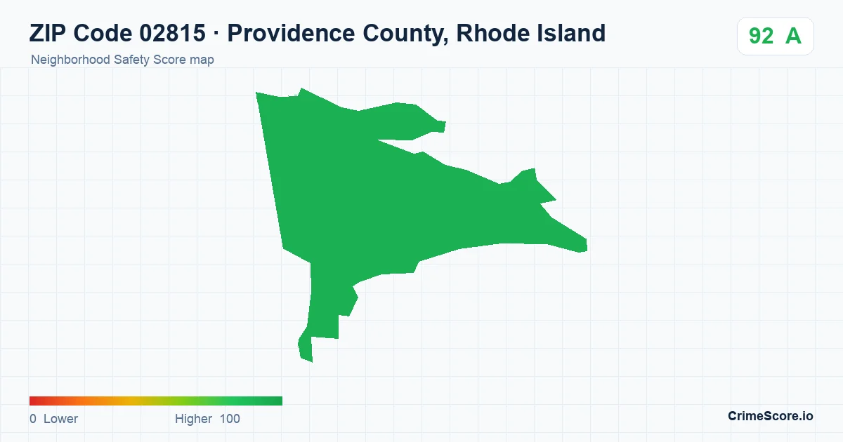 ZIP Code 02815 in Providence County, Rhode Island neighborhood Safety Score map