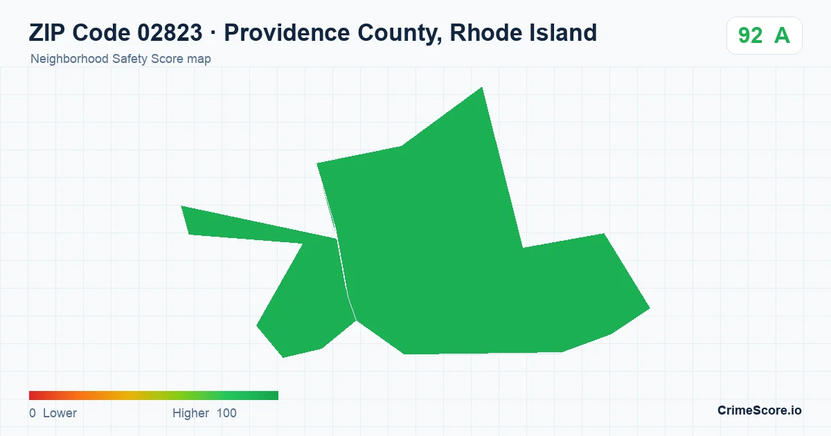 ZIP Code 02823 in Providence County, Rhode Island neighborhood Safety Score map