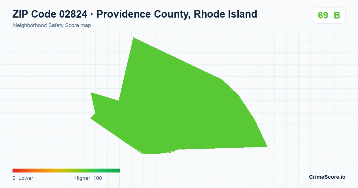ZIP Code 02824 in Providence County, Rhode Island neighborhood Safety Score map