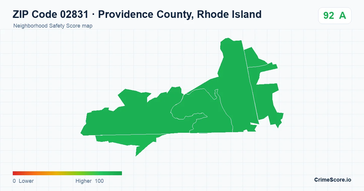 ZIP Code 02831 in Providence County, Rhode Island neighborhood Safety Score map