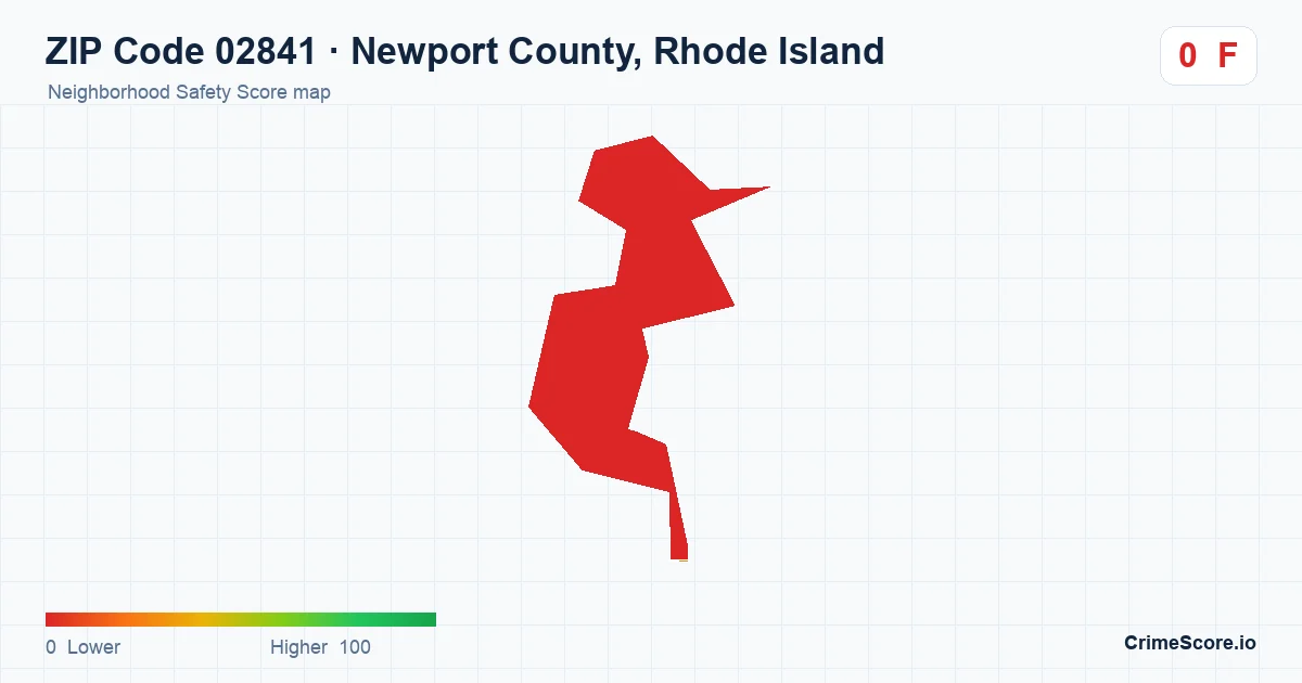 ZIP Code 02841 in Newport County, Rhode Island neighborhood Safety Score map