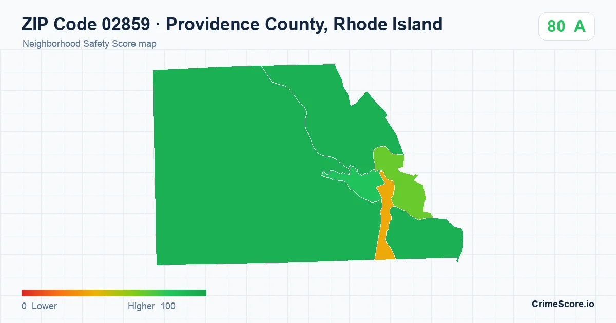 ZIP Code 02859 in Providence County, Rhode Island neighborhood Safety Score map