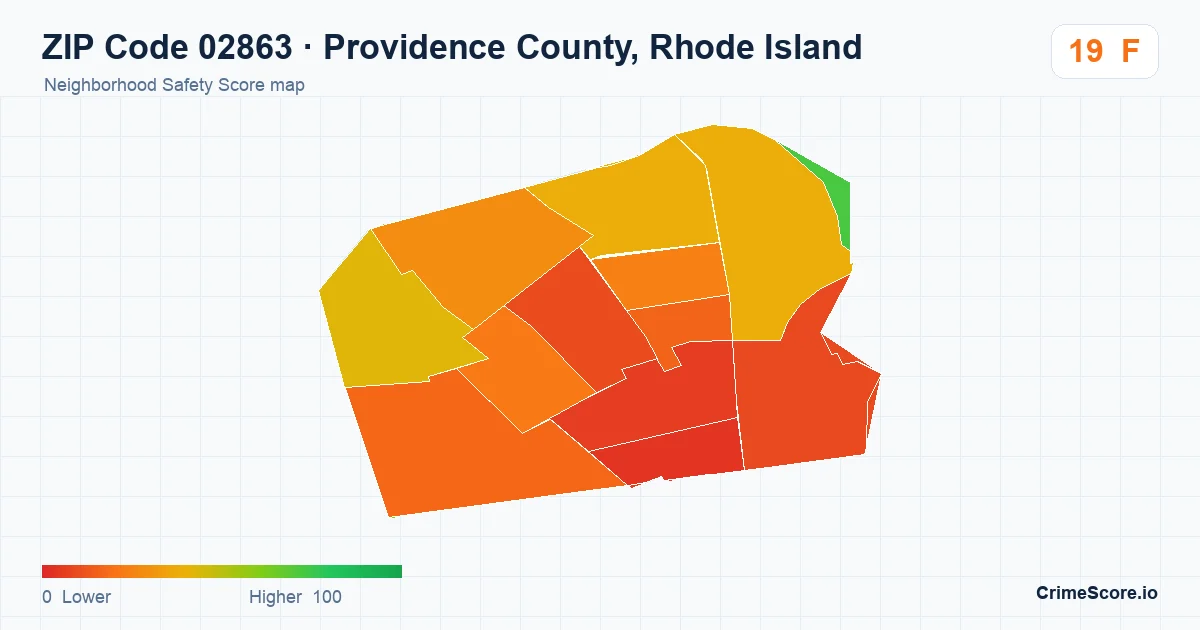 ZIP Code 02863 in Providence County, Rhode Island neighborhood Safety Score map