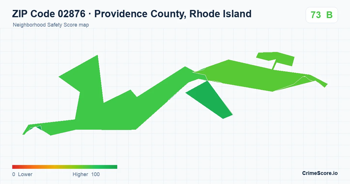 ZIP Code 02876 in Providence County, Rhode Island neighborhood Safety Score map
