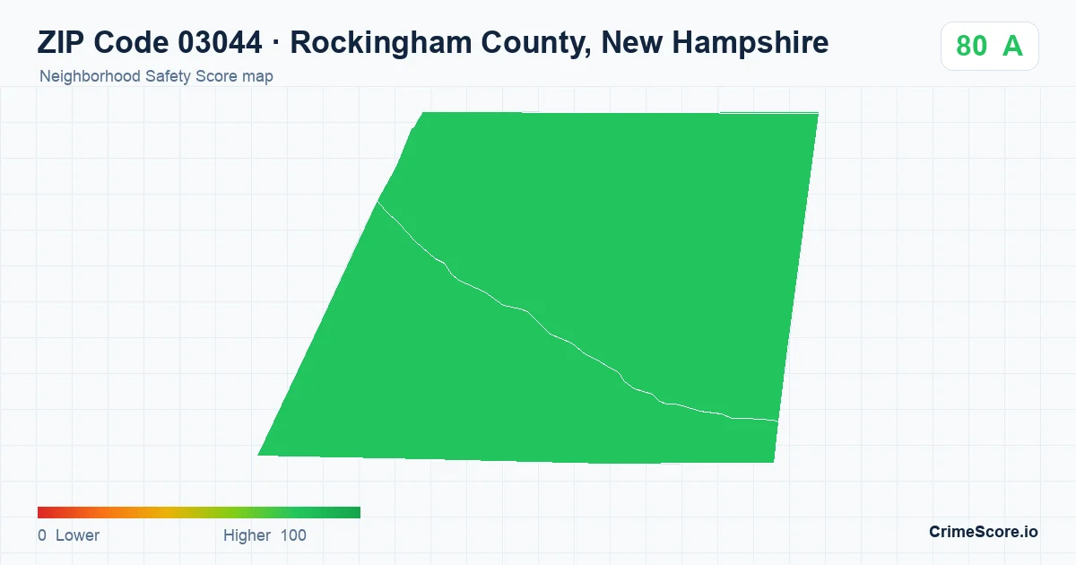 ZIP Code 03044 in Rockingham County, New Hampshire neighborhood Safety Score map