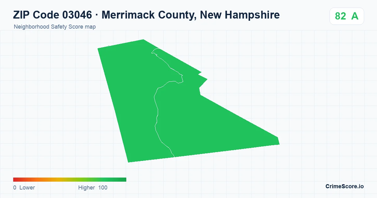 ZIP Code 03046 in Merrimack County, New Hampshire neighborhood Safety Score map