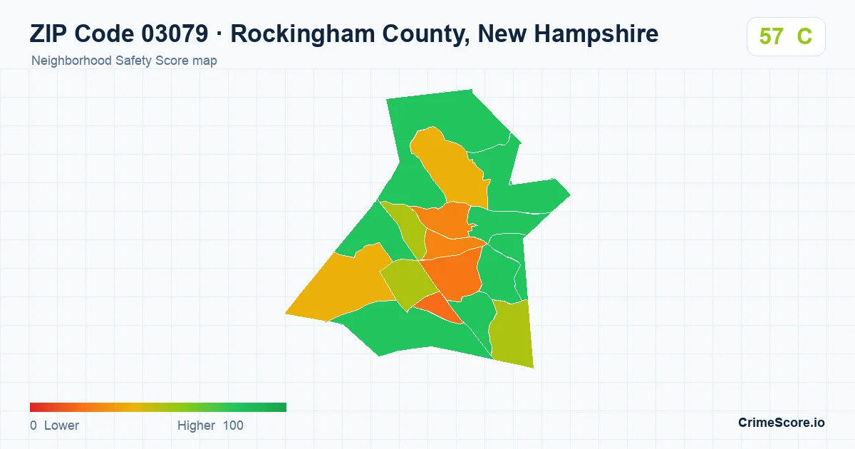 ZIP Code 03079 in Rockingham County, New Hampshire neighborhood Safety Score map