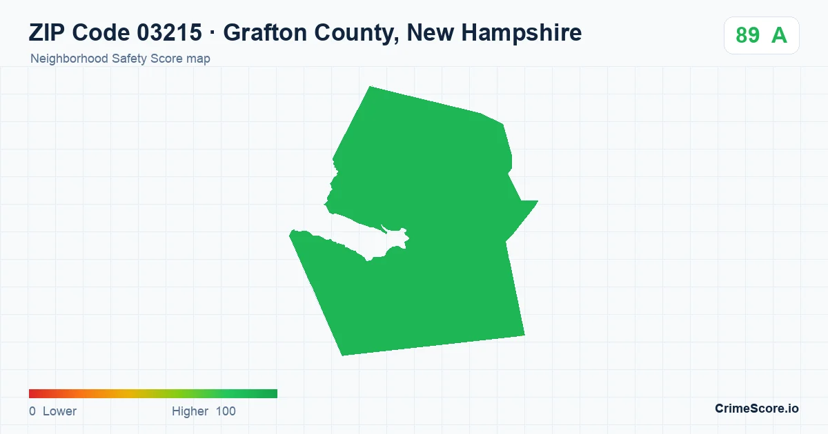 ZIP Code 03215 in Grafton County, New Hampshire neighborhood Safety Score map