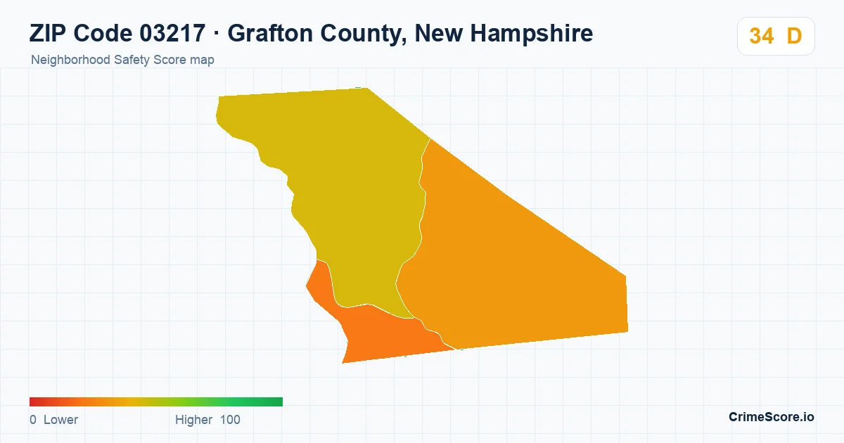 ZIP Code 03217 in Grafton County, New Hampshire neighborhood Safety Score map