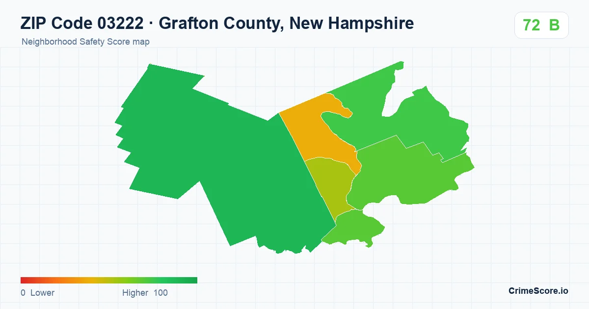 ZIP Code 03222 in Grafton County, New Hampshire neighborhood Safety Score map