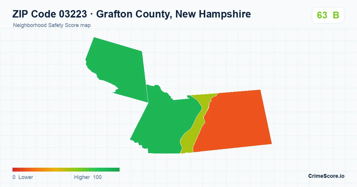 ZIP Code 03223 in Grafton County, New Hampshire neighborhood Safety Score map