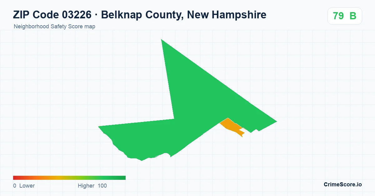 ZIP Code 03226 in Belknap County, New Hampshire neighborhood Safety Score map
