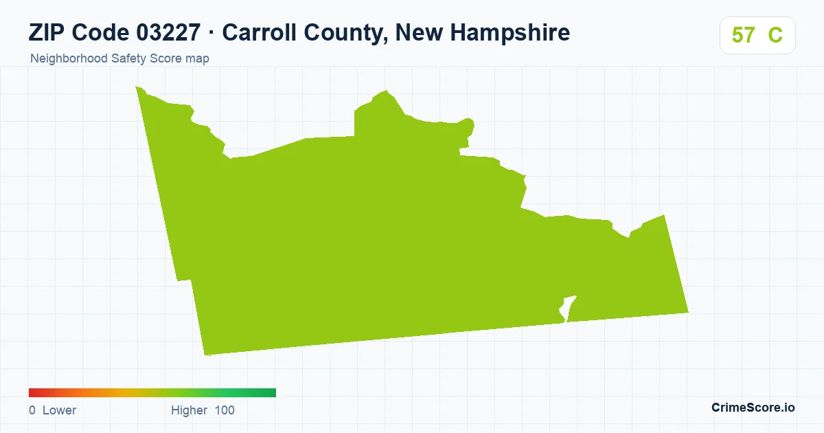 ZIP Code 03227 in Carroll County, New Hampshire neighborhood Safety Score map