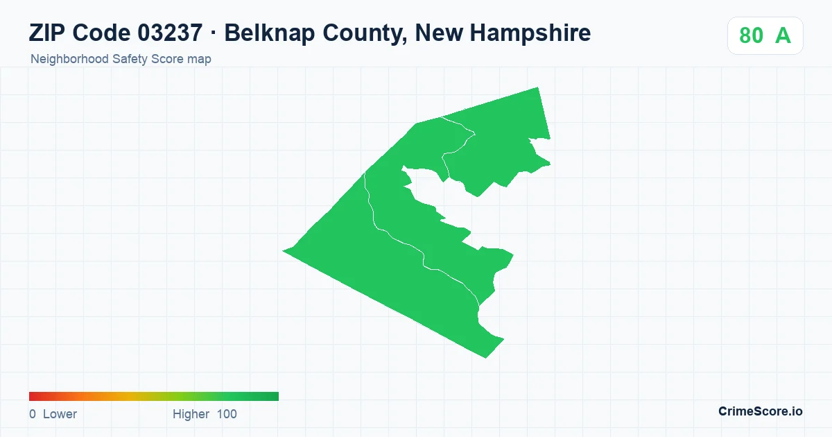 ZIP Code 03237 in Belknap County, New Hampshire neighborhood Safety Score map
