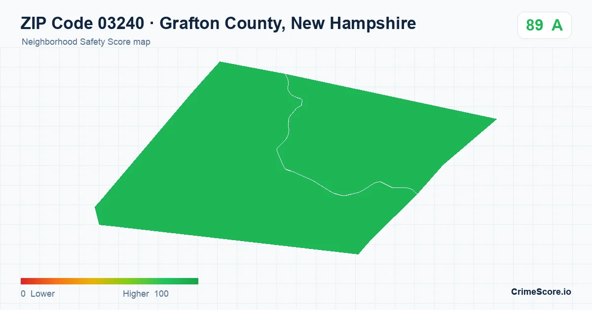 ZIP Code 03240 in Grafton County, New Hampshire neighborhood Safety Score map
