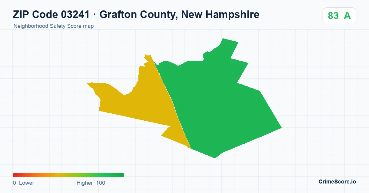 ZIP Code 03241 in Grafton County, New Hampshire neighborhood Safety Score map