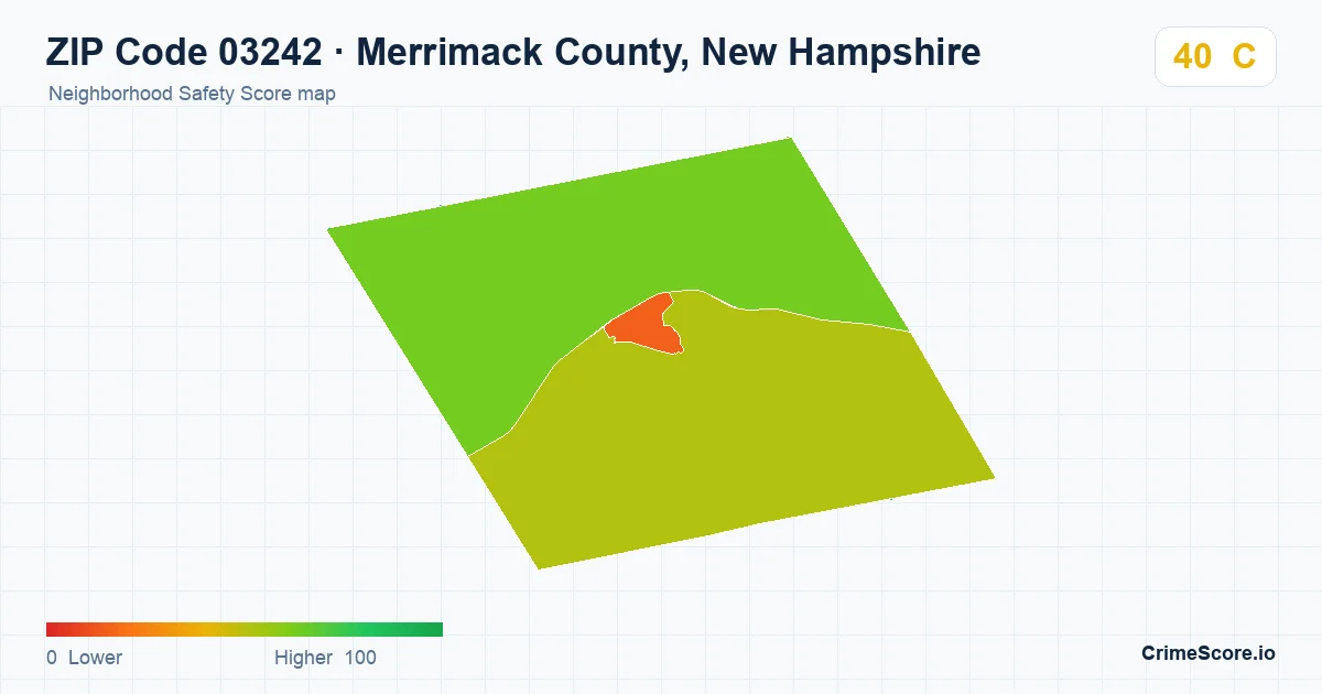 ZIP Code 03242 in Merrimack County, New Hampshire neighborhood Safety Score map