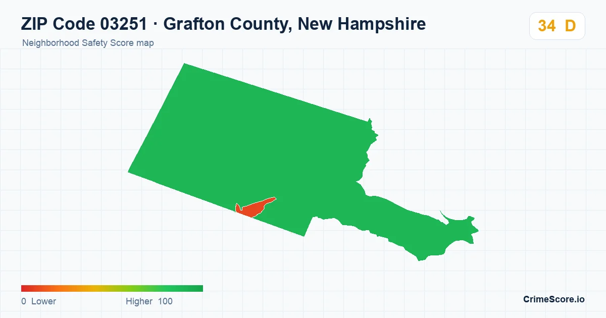 ZIP Code 03251 in Grafton County, New Hampshire neighborhood Safety Score map