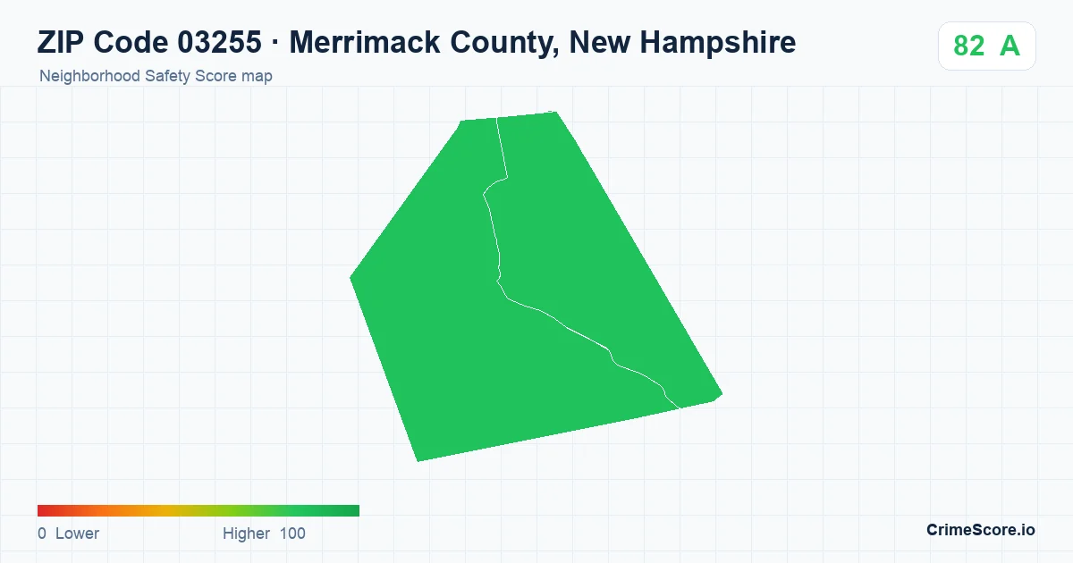 ZIP Code 03255 in Merrimack County, New Hampshire neighborhood Safety Score map