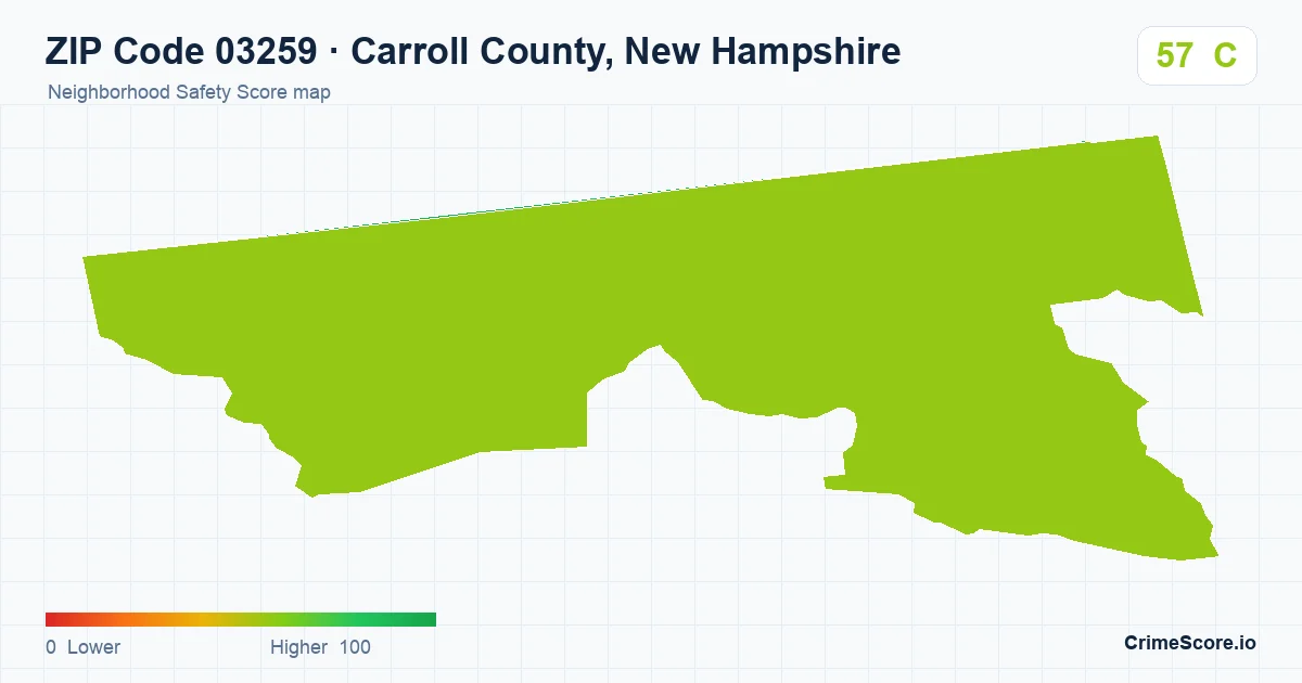 ZIP Code 03259 in Carroll County, New Hampshire neighborhood Safety Score map