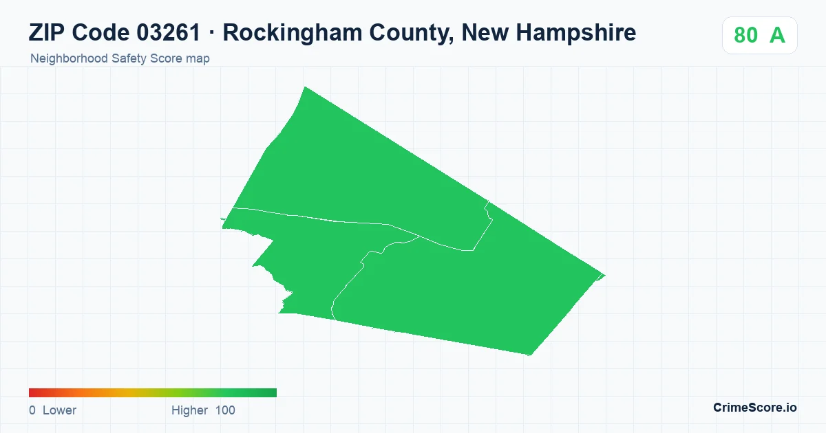 ZIP Code 03261 in Rockingham County, New Hampshire neighborhood Safety Score map