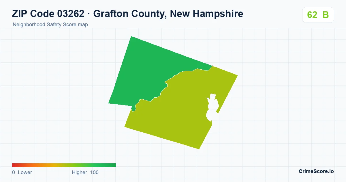 ZIP Code 03262 in Grafton County, New Hampshire neighborhood Safety Score map