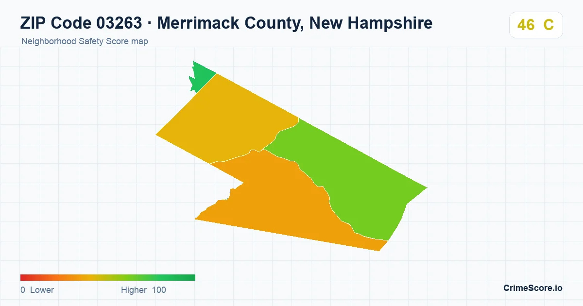 ZIP Code 03263 in Merrimack County, New Hampshire neighborhood Safety Score map