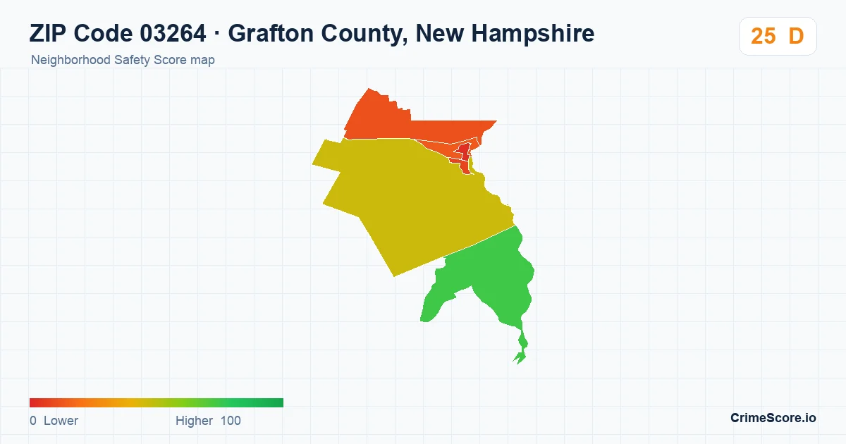 ZIP Code 03264 in Grafton County, New Hampshire neighborhood Safety Score map
