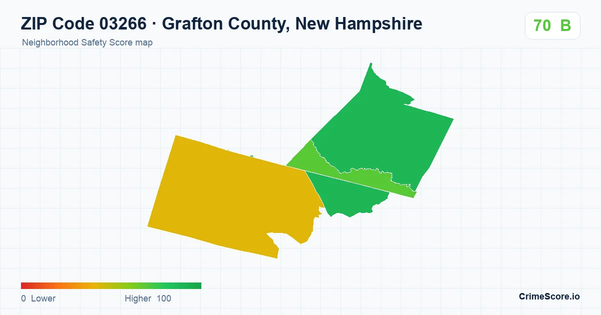 ZIP Code 03266 in Grafton County, New Hampshire neighborhood Safety Score map