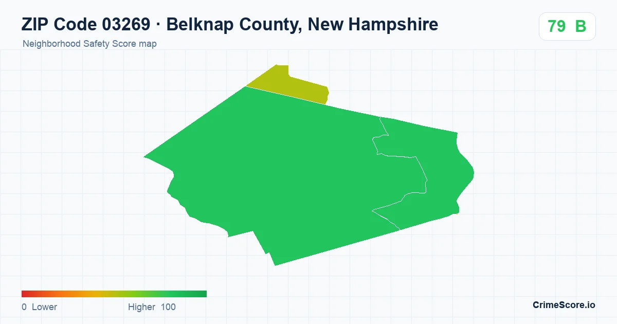 ZIP Code 03269 in Belknap County, New Hampshire neighborhood Safety Score map