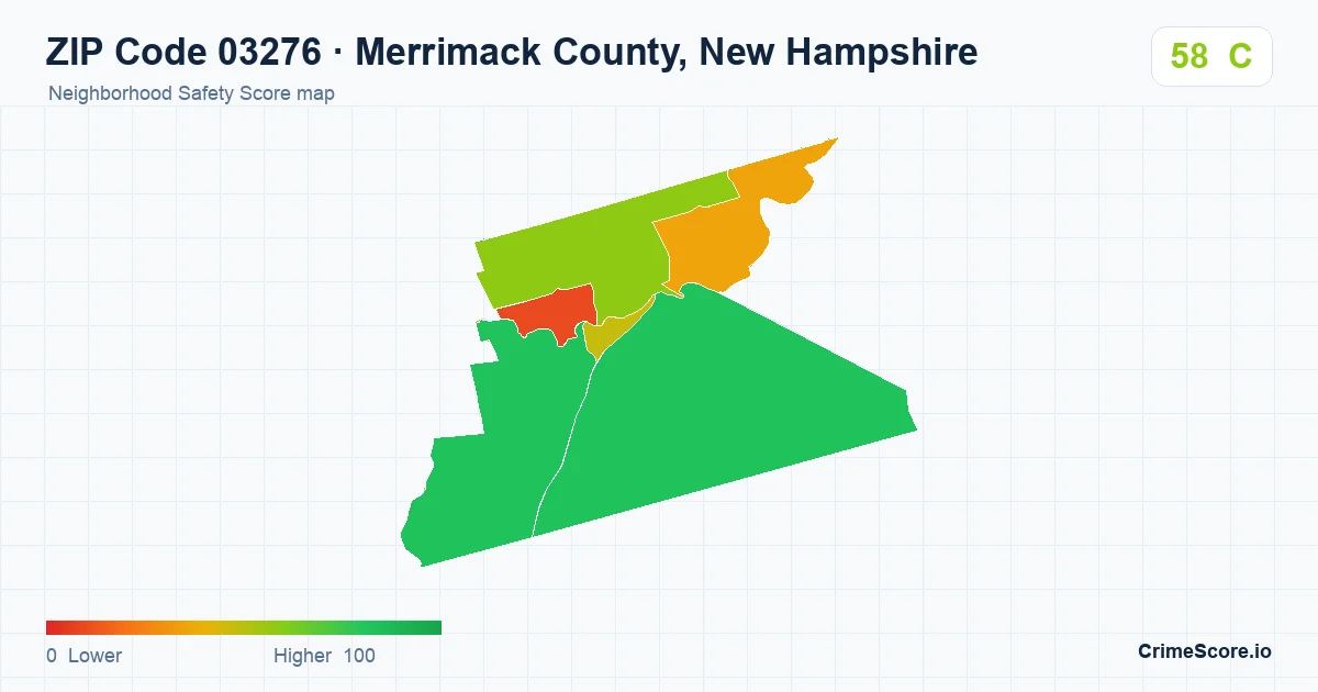 ZIP Code 03276 in Merrimack County, New Hampshire neighborhood Safety Score map