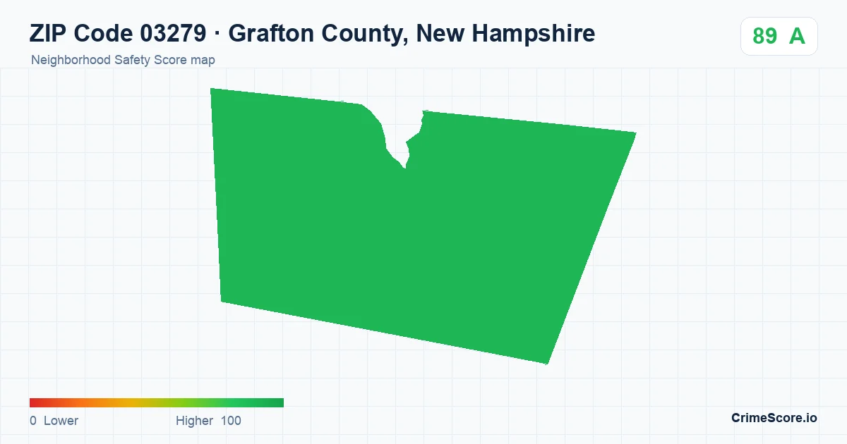 ZIP Code 03279 in Grafton County, New Hampshire neighborhood Safety Score map