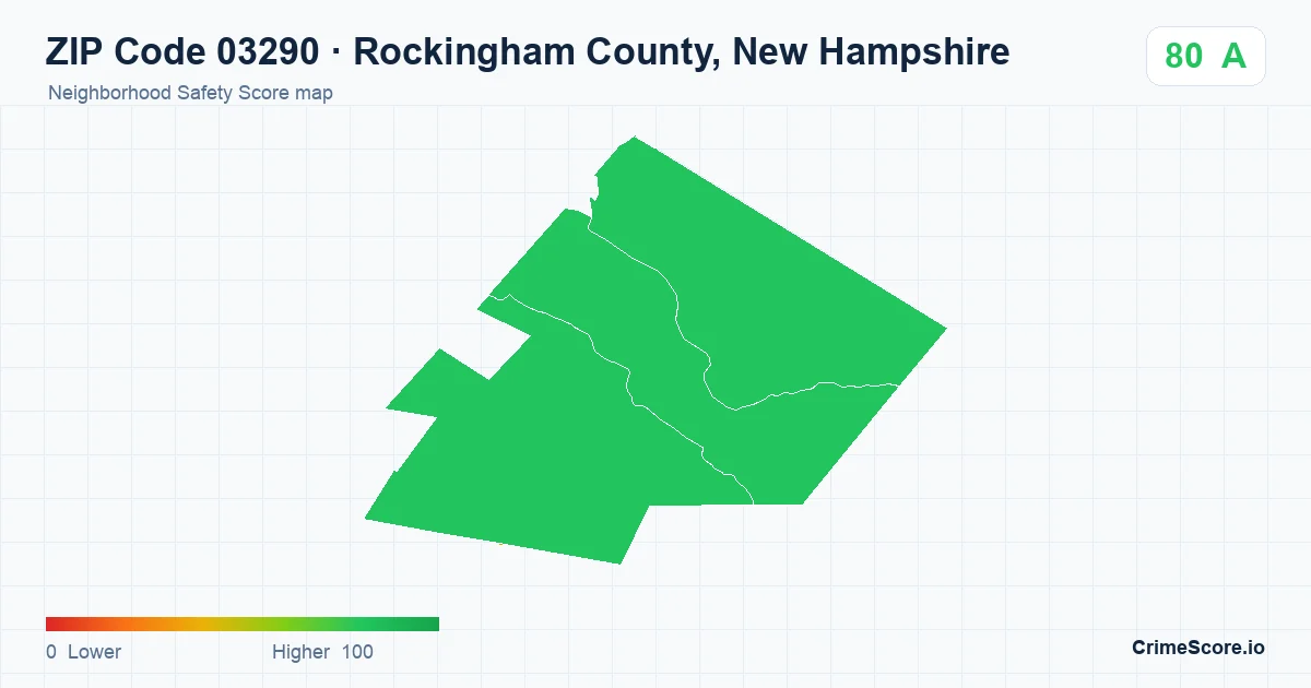 ZIP Code 03290 in Rockingham County, New Hampshire neighborhood Safety Score map