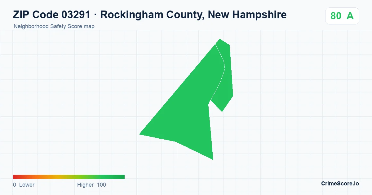 ZIP Code 03291 in Rockingham County, New Hampshire neighborhood Safety Score map